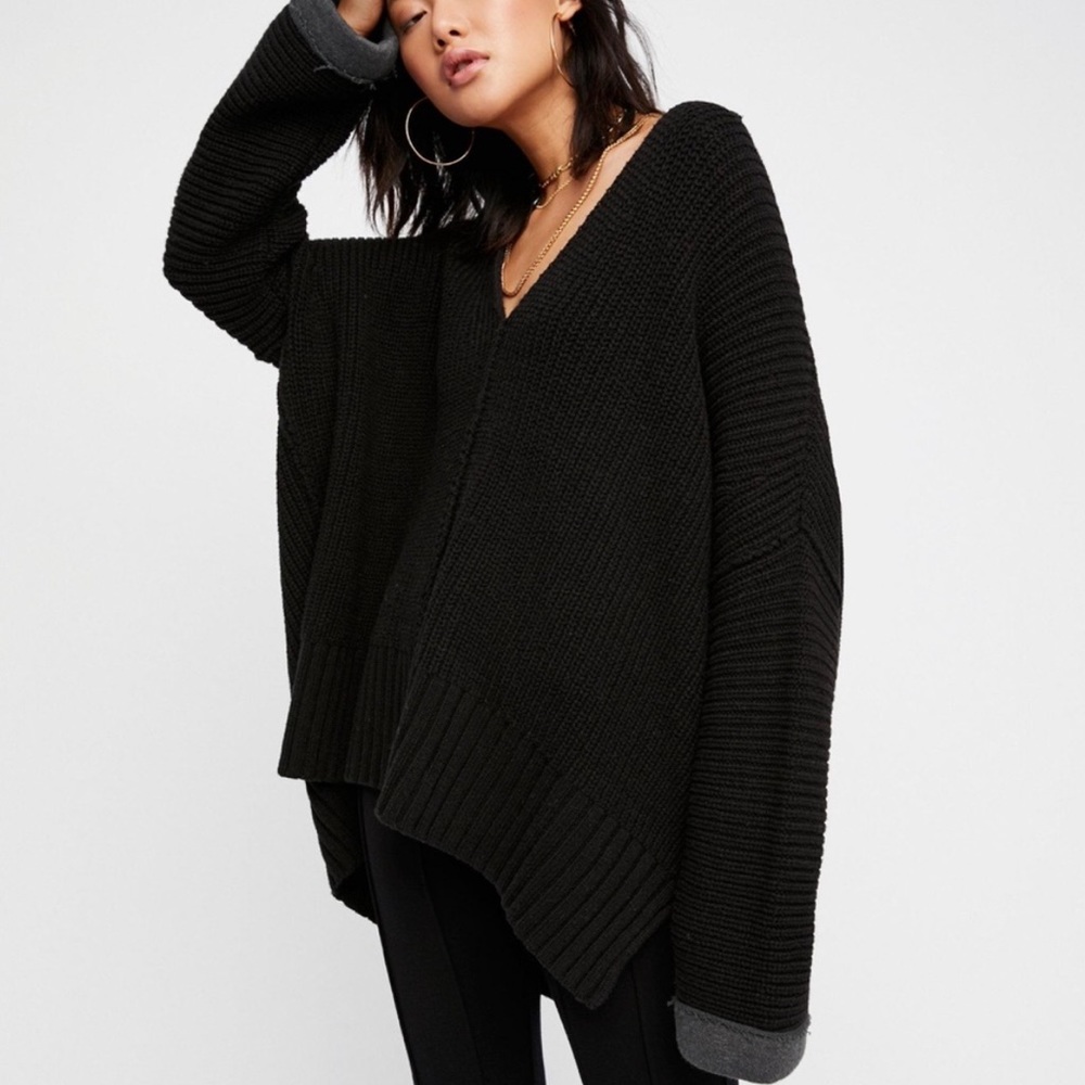 Cozy Free People Oversized V neck Sweater